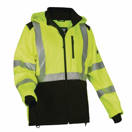 ERGODYNE GloWear 8353 Class 3 Hi-Vis Softshell Water-Resistant Jacket, Small, Lime 23522